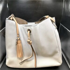LONDON FOG Satchel Purse  Strap Hand Gray/Tan Pebbled